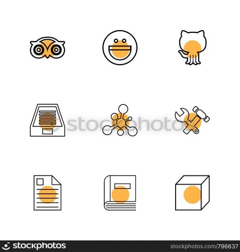 tripadvisor, smiley, github , drive , social , media , hardware , hammer , cube, file ,icon, vector, design, flat, collection, style, creative, icons