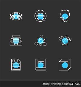 tripadvisor, smiley, github , drive , social , media , hardware , hammer , cube, file ,icon, vector, design, flat, collection, style, creative, icons