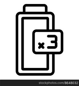 Triple charge icon outline vector. Battery energy. Accumulator low. Triple charge icon outline vector. Battery energy