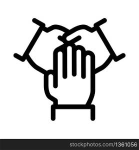 triple handshake icon vector. triple handshake sign. isolated contour symbol illustration. triple handshake icon vector outline illustration