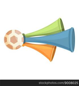 Triple horn icon cartoon vector. Soccer trumpet. Fan vuvuzela. Triple horn icon cartoon vector. Soccer trumpet