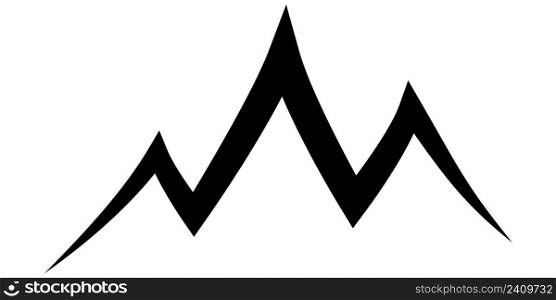 Triple mountain ridge icon, mountain ski tourism logo, stock illustration