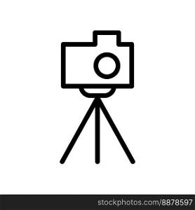 Tripod camera icon line isolated on white background. Black flat thin icon on modern outline style. Linear symbol and editable stroke. Simple and pixel perfect stroke vector illustration