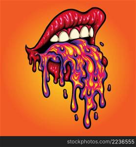 Trippy Girl Sexy Lips Psychedelic Vector illustrations for your work Logo, mascot merchandise t-shirt, stickers and Label designs, poster, greeting cards advertising business company or brands.