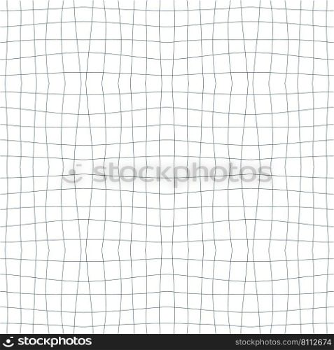 Trippy grid retro checkerboard seamless pattern in 1970s style. Checkered background with distorted squares. Funky doodle vector illustration for decor and design.