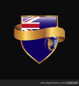 Tristan da Cunha flag Golden badge design vector
