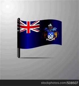 Tristan da Cunha waving Shiny Flag design vector