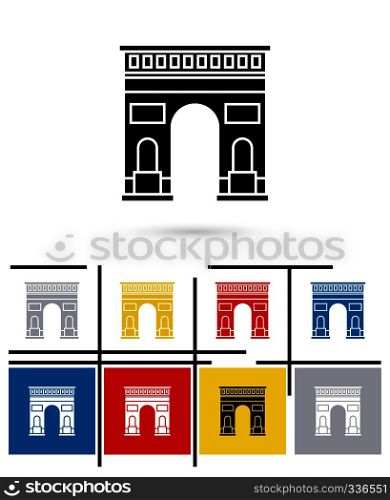 Triumphal Arch in Paris icon or Triumphal Arch sign. Vector Triumphal Arch in Paris pictogram. Triumphal Arch in Paris icon vector
