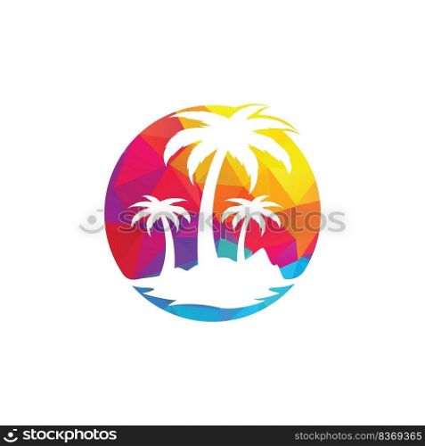 Troπcal beach and palm tree logo design. Creative palm tree vector logo design 