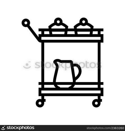 trolley bar cart line icon vector. trolley bar cart sign. isolated contour symbol black illustration. trolley bar cart line icon vector illustration