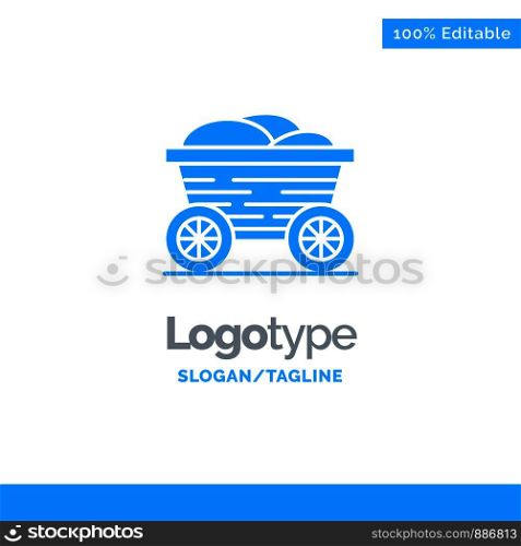 Trolley, Cart, Food, Bangladesh Blue Solid Logo Template. Place for Tagline