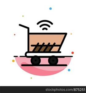 Trolley, Cart, Wifi, Shopping Abstract Flat Color Icon Template