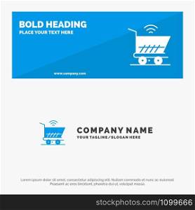 Trolley, Cart, Wifi, Shopping SOlid Icon Website Banner and Business Logo Template