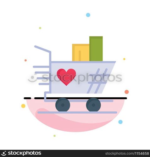 Trolley, Love, Wedding, Heart Abstract Flat Color Icon Template