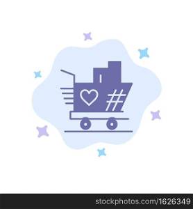 Trolley, Love, Wedding, Heart Blue Icon on Abstract Cloud Background