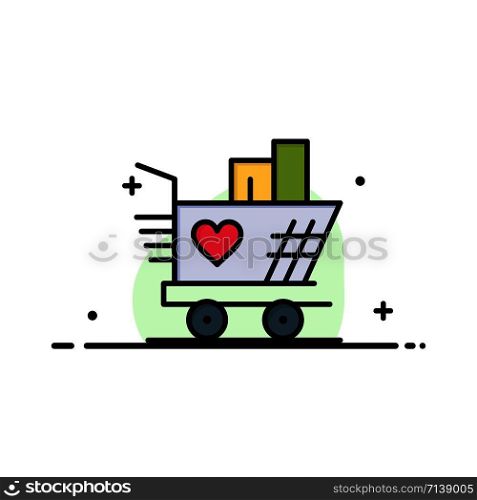 Trolley, Love, Wedding, Heart Business Logo Template. Flat Color