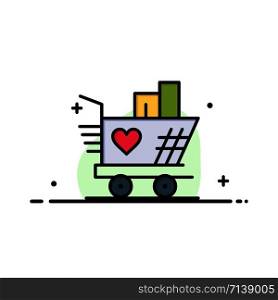 Trolley, Love, Wedding, Heart Business Logo Template. Flat Color