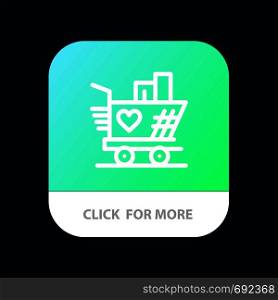 Trolley, Love, Wedding, Heart Mobile App Button. Android and IOS Line Version