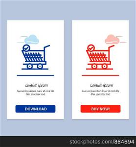 Trolley, Retail, Shopping, Cart Blue and Red Download and Buy Now web Widget Card Template