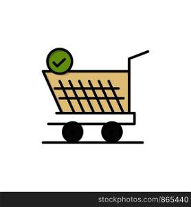 Trolley, Retail, Shopping, Cart Flat Color Icon. Vector icon banner Template