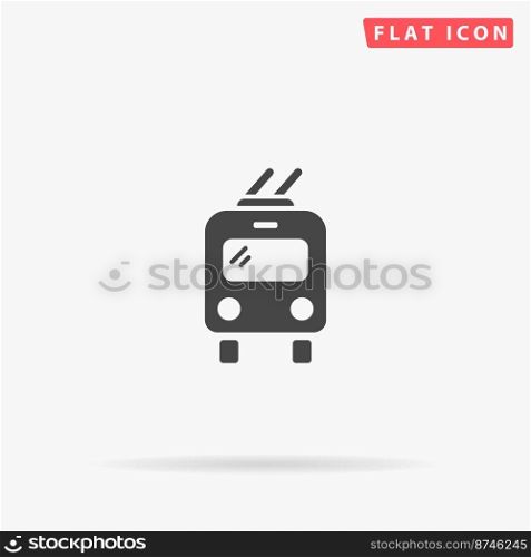 Trolleybus flat vector icon. Hand drawn style design illustrations.. Trolleybus flat vector icon