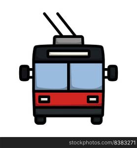 Trolleybus Icon. Editable Bold Outline With Color Fill Design. Vector Illustration.