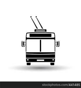 Trolleybus icon front view. Black on White Background With Shadow. Vector Illustration.