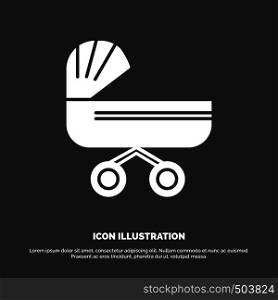 trolly, baby, kids, push, stroller Icon. glyph vector symbol for UI and UX, website or mobile application. Vector EPS10 Abstract Template background