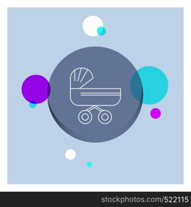 trolly, baby, kids, push, stroller White Line Icon colorful Circle Background. Vector EPS10 Abstract Template background