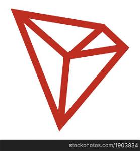 Tron TRX token symbol of the DeFi project cryptocurrency logo, decentralized finance coin icon isolated on white background. Vector illustration.