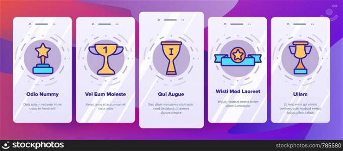 Trophies And Medals For First Place Vector Onboarding Mobile App Page Screen. Winner, Reward. Best Result In Competition, Win In Tournament. Awarding Ceremony, Championship Thin Line Illustration. Trophies And Medals For First Place Vector Onboarding
