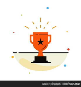 Trophy, Achievement, Award, Business, Prize, Win, Winner Abstract Flat Color Icon Template