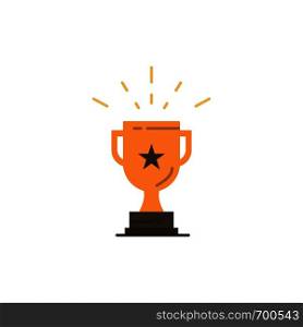 Trophy, Achievement, Award, Business, Prize, Win, Winner Flat Color Icon. Vector icon banner Template