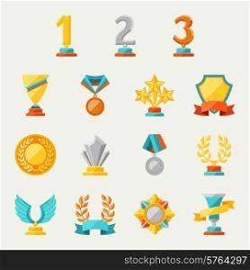Trophy and awards icons set.