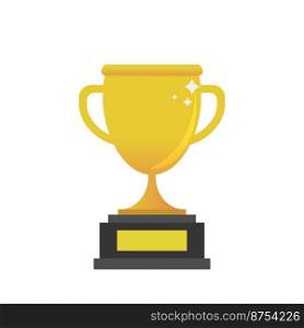 Trophy cup. Cup gold colored. Trophy in flat style. Isolated background. Vector