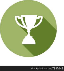 Trophy Cup Flat Icon with Long Shadow. Trophy Cup Flat Icon with Long Shadow on green background