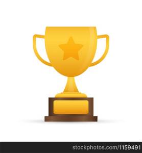 Trophy Cup Flat Icon with star. Vector stock illustration. Trophy Cup Flat Icon with star. Vector stock illustration.