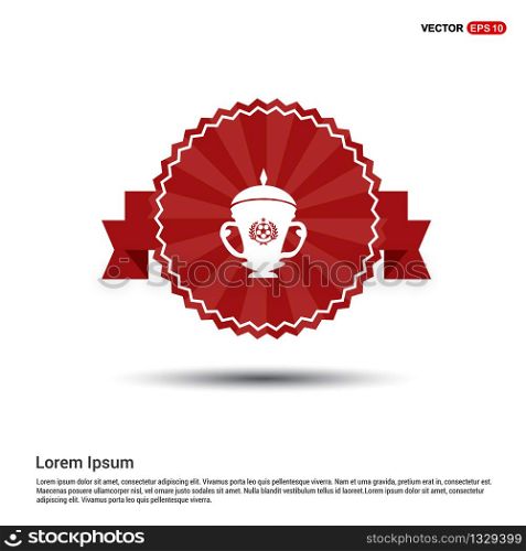 Trophy Cup Icon - Red Ribbon banner