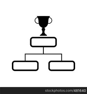 Trophy cup on a prize podium black simple icon. Trophy cup on a prize podium icon