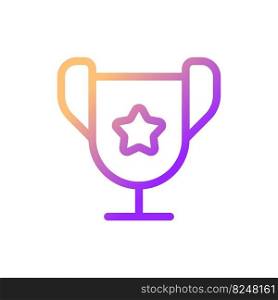 Trophy cup pixel perfect gradient linear ui icon. Outstanding student award. Academic competition. Line color user interface symbol. Modern style pictogram. Vector isolated outline illustration. Trophy cup pixel perfect gradient linear ui icon