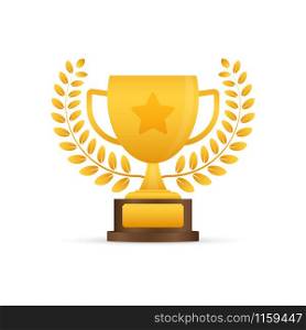 Trophy Cup Vector Flat Icon with star and laurel wreath. Trophy Cup Vector Flat Icon with star and laurel wreath.