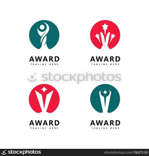 Trophy cup vector logo template concept illustration