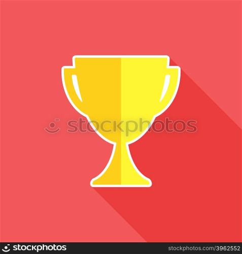 Trophy flat icon. Trophy cup symbol. Vector illustration. Trophy flat icon