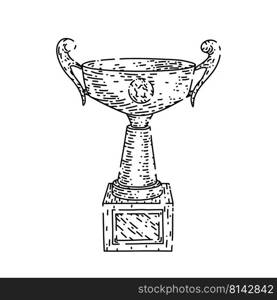 trophy gold hand drawn vector. cup award, winner prize, golden sport ch&ion trophy gold sketch. isolated black illustration. trophy gold sketch hand drawn vector