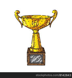 trophy gold hand drawn vector. cup award, winner prize, golden sport ch&ion trophy gold sketch. isolated color illustration. trophy gold sketch hand drawn vector