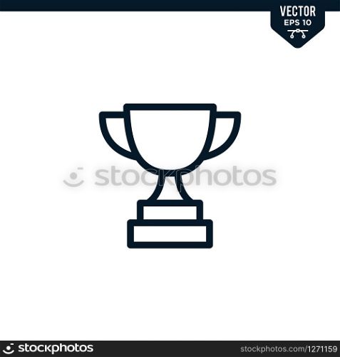 Trophy icon collection in outlined or line art style, editable stroke vector
