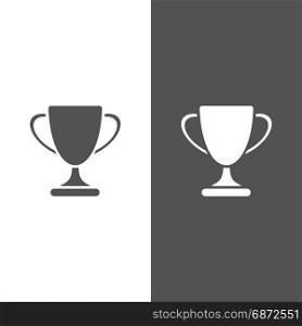Trophy icon on black and white background