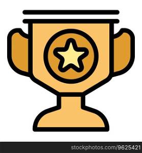 Trophy icon outline vector. Cup prize. Win success color flat. Trophy icon vector flat