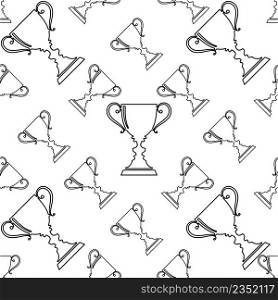 Trophy Icon Seamless Pattern, Winner Award Vector Art Illustration