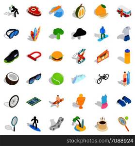 Trophy icons set. Isometric style of 36 trophy vector icons for web isolated on white background. Trophy icons set, isometric style